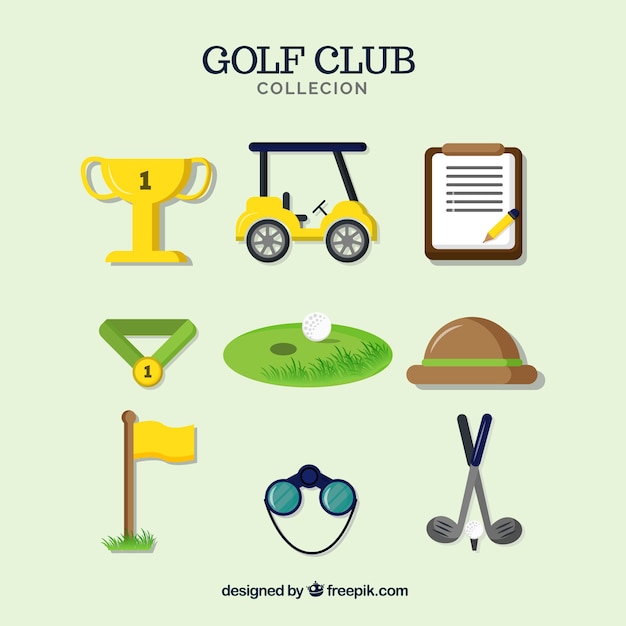 Collection of nine golf elements