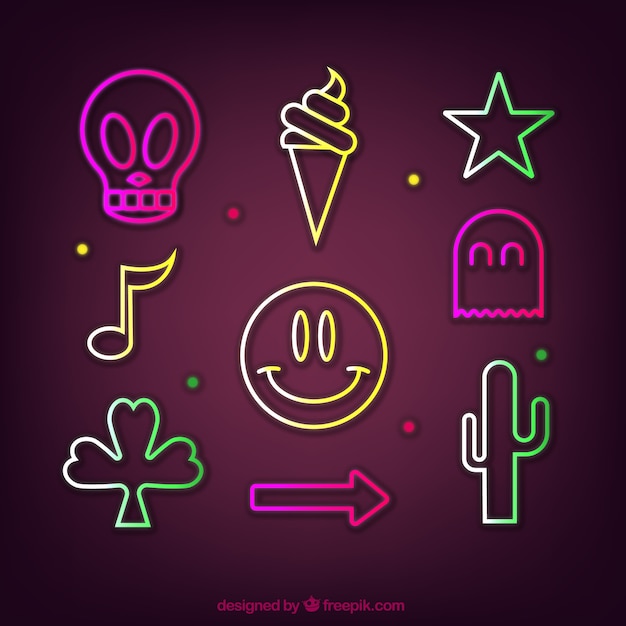 Collection of nine neon lights items