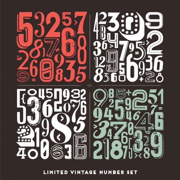 Download Collection of numbers in vintage style Vector | Free Download