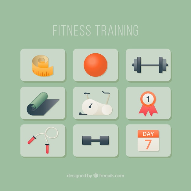 Collection of objects fitness training