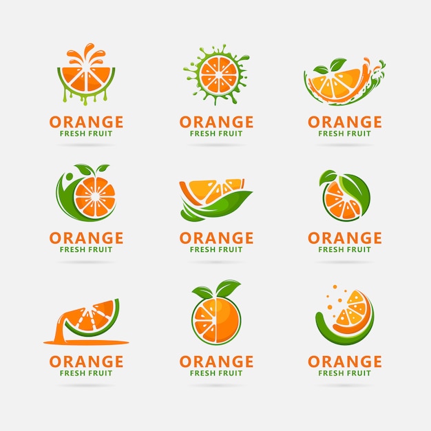 オレンジフルーツロゴデザイン集 プレミアムベクター