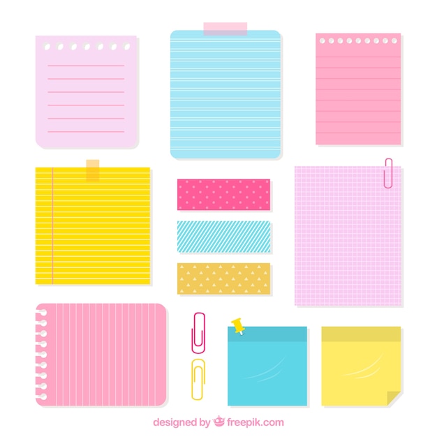 Collection of paper notes with different styles Vector | Free Download