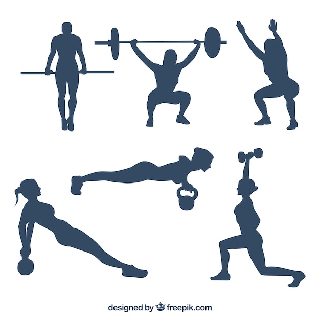 Collection of people practicing crossfit\
silhouettes