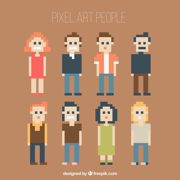 Collection of pixilated people
