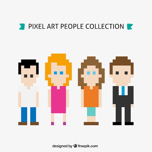 Collection of pixilated people