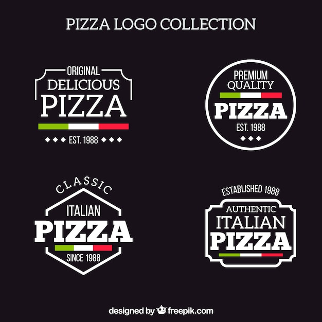 Collection of pizza logo in retro style