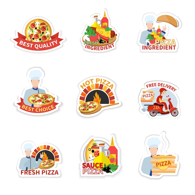 Collection of pizza stickers