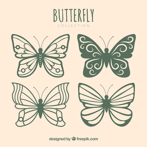 Collection of pretty butterflies with different\
designs