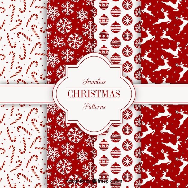 Download Collection of red christmas patterns Vector | Free Download