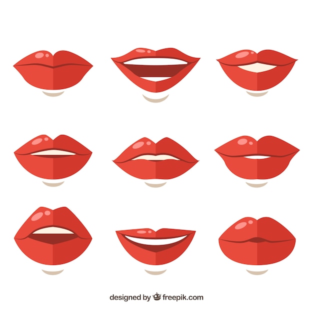 Collection of red lips Vector | Free Download