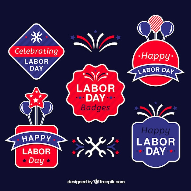 Collection of retro american labor day\
sticker