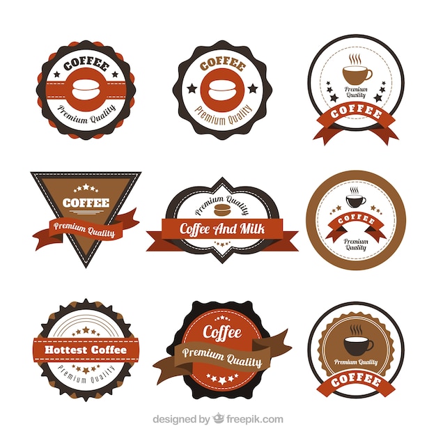 Collection of retro coffee round stickers