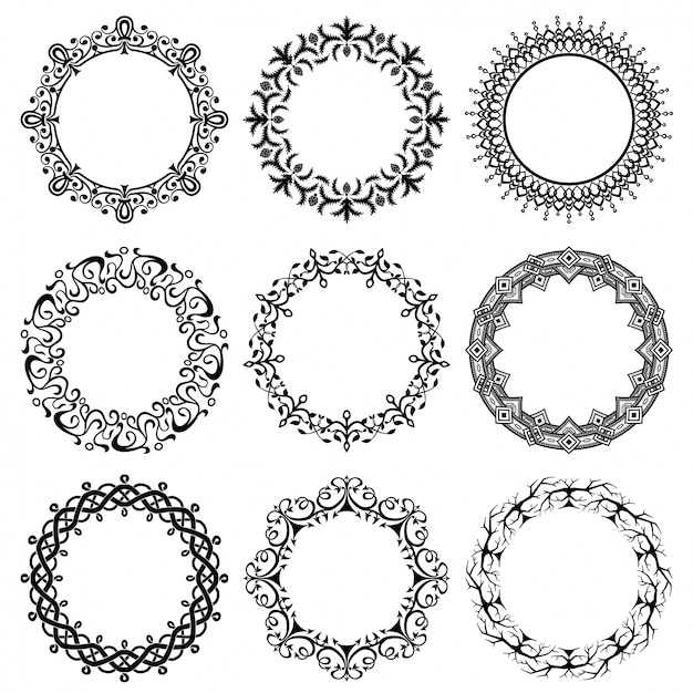 Collection of round vintage frames Vector | Free Download