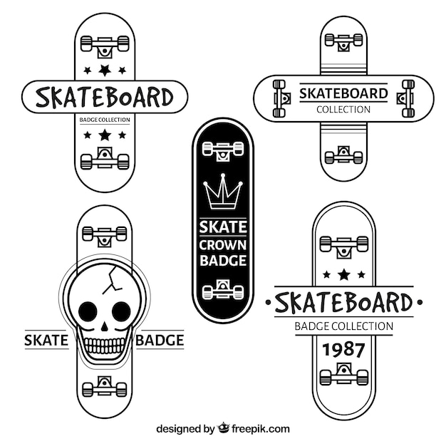 Collection of stylish modern skateboard