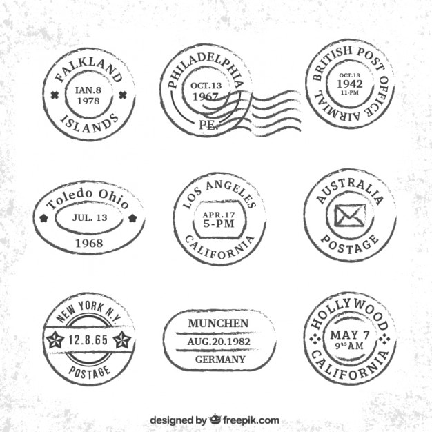 Collection of travel vintage postages Vector | Premium Download