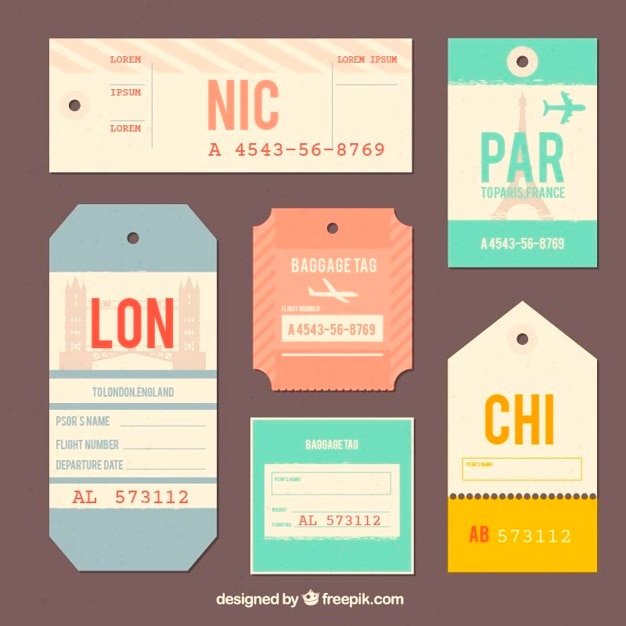 Collection of trip tag in flat design Free Vector Collection of trip tag in flat design Free Vector