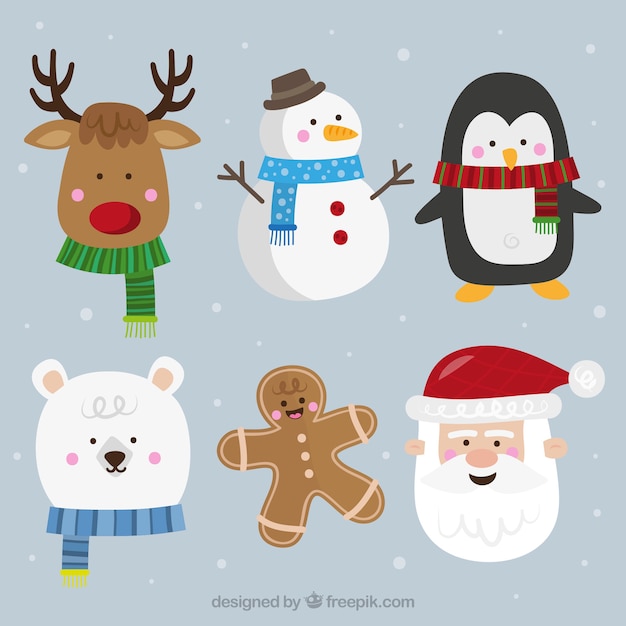 Download Collection of typical christmas characters in flat design ...