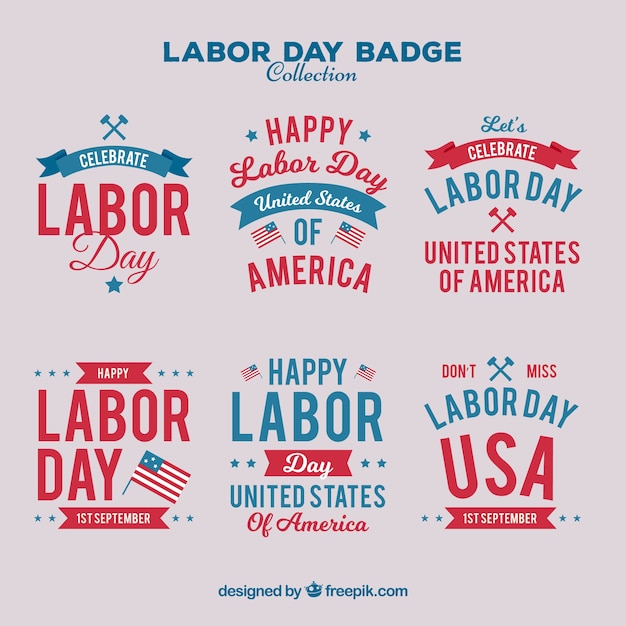 Collection of vintage american labor day\
insignia