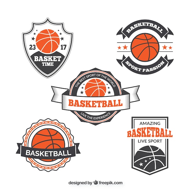 Collection of vintage basketball\
stickers