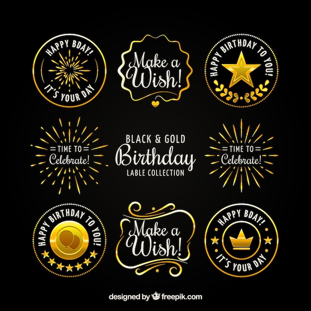 Download Vector Set Of Golden Birthday Badges Vectorpicker