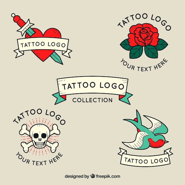 Download Collection of vintage tattoo logos Vector | Free Download
