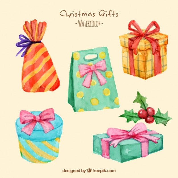 Collection of watercolor gifts Vector | Free Download