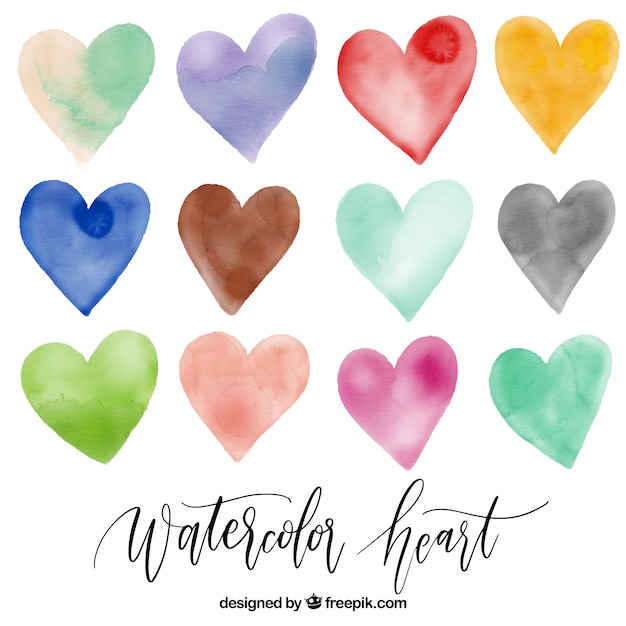 Download Collection of watercolor hearts Vector | Free Download