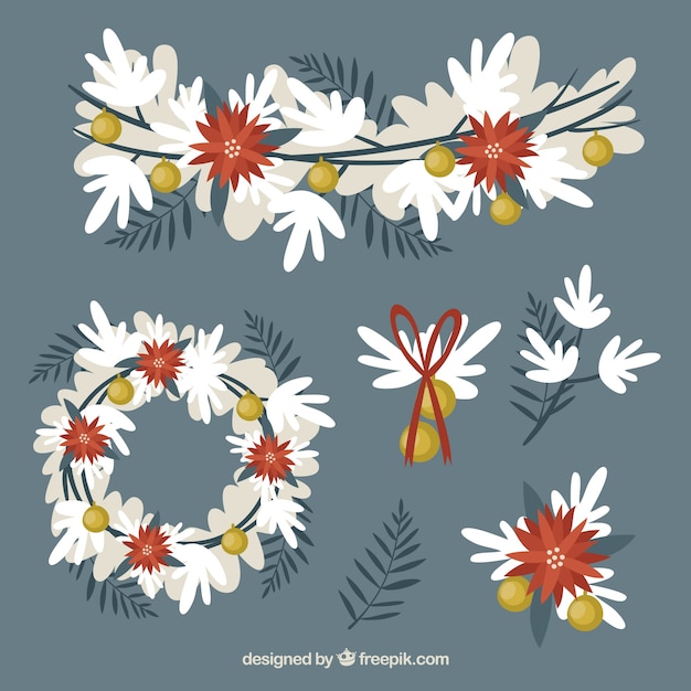 Download Collection of white christmas flowers Vector | Free Download