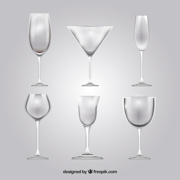 Collection of wine glasses in realistic
style