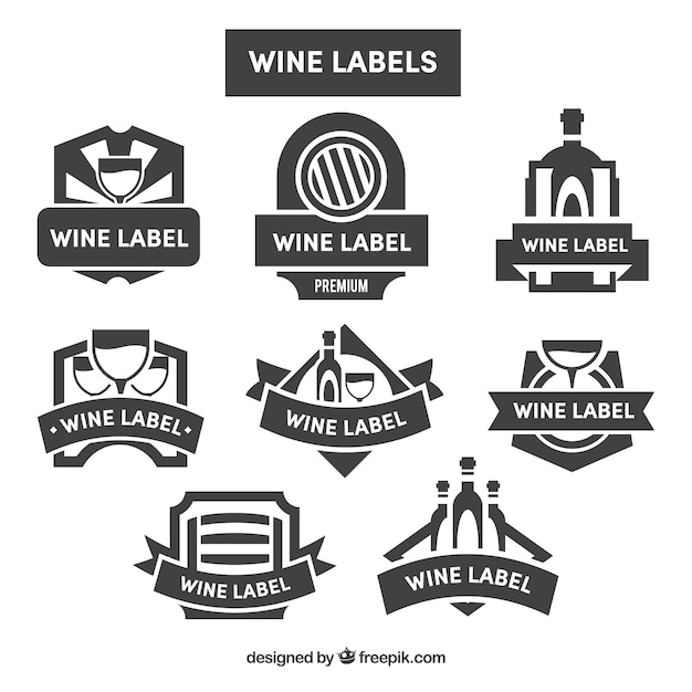 Collection of wine stickers in retro\
style