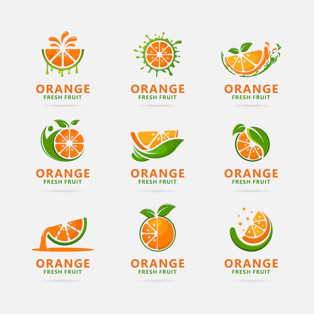 Download Collection of orange fruit logo design | Premium Vector