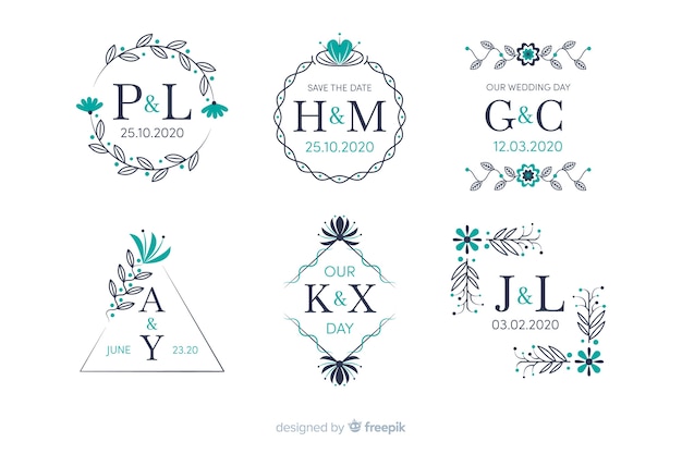 Download Collection of ornamental wedding monogram | Free Vector