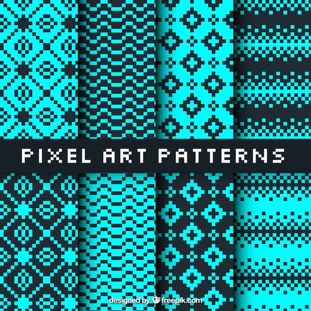 Premium Vector Collection of patterns in pixel art style