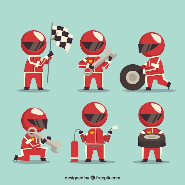 Free Vector | Collection of pit stop workers