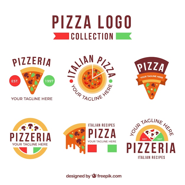 Free Vector Collection Of Pizza Logos In Flat Design