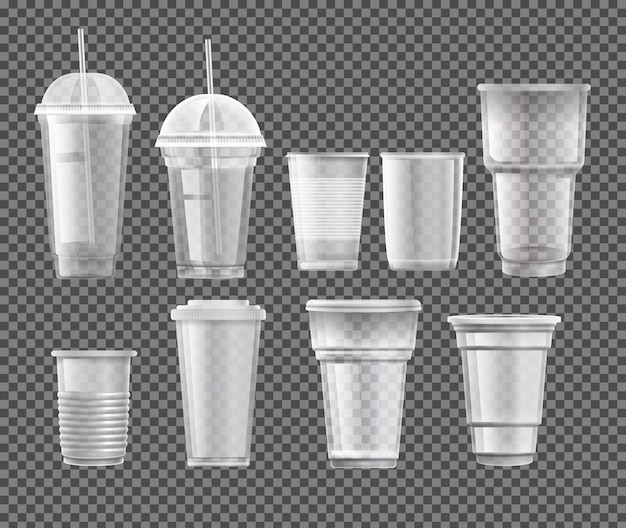 Collection of plastic cups Premium Vector