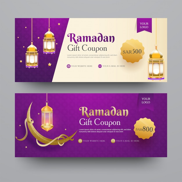 Collection of ramadan gift coupon with different discount offer, Premium Vector