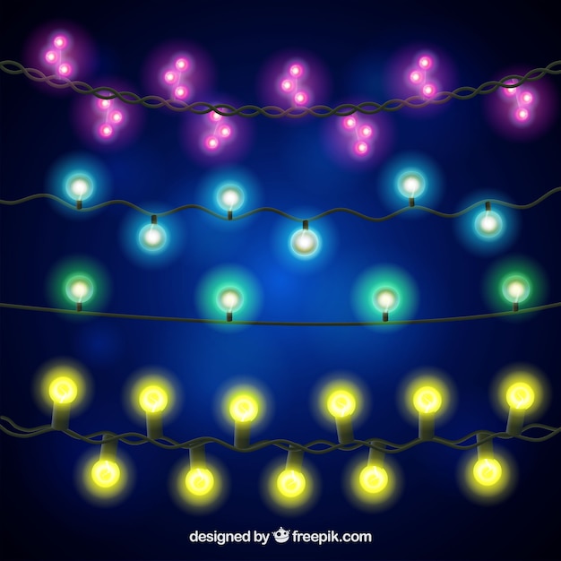 Download Collection of realistic christmas lights Vector | Free ...