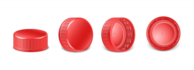 red plastic screw caps