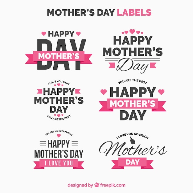 Download Free Vector | Collection of retro mother day stickers