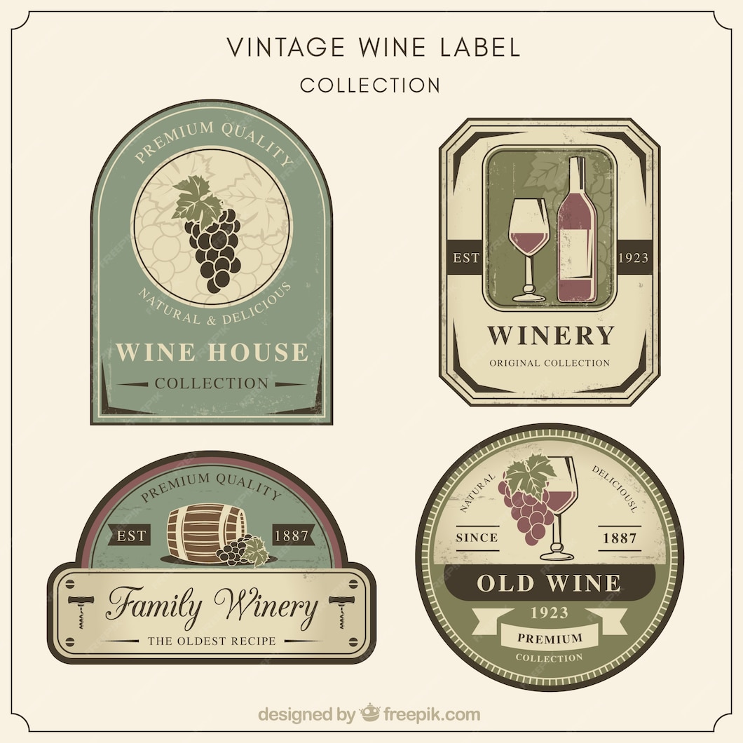 Premium Vector | Collection of retro wine stickers