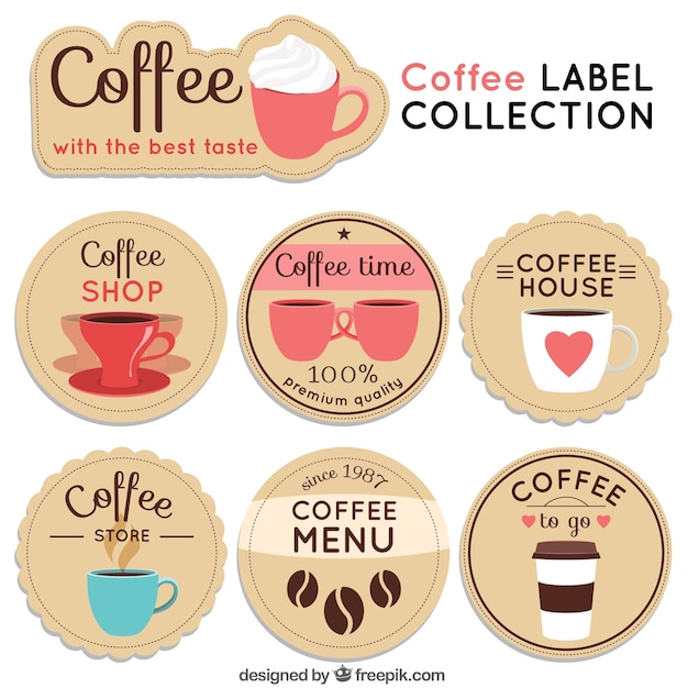 Download Free Collection Of Round Coffee Stickers In Vintage Style Free Vector Use our free logo maker to create a logo and build your brand. Put your logo on business cards, promotional products, or your website for brand visibility.