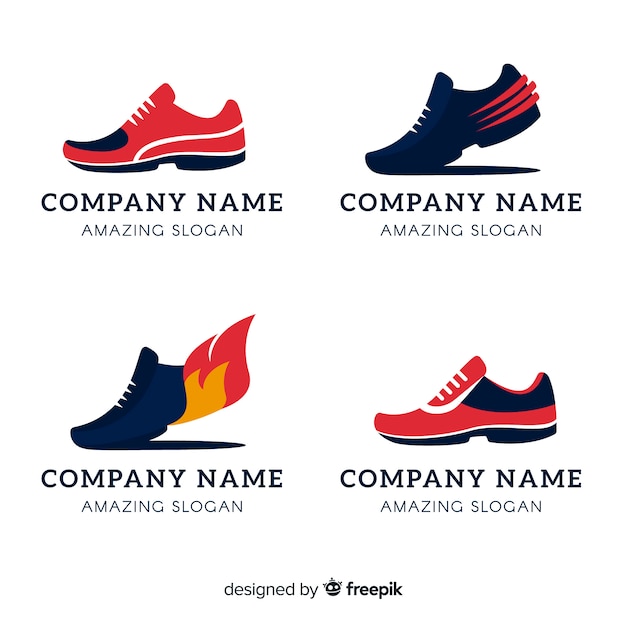 Premium Vector | Collection of running shoe logos