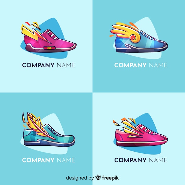 Collection of running shoe logos Vector | Free Download
