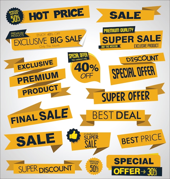 Collection of sale discount and promotion banners and labels Premium Vector
