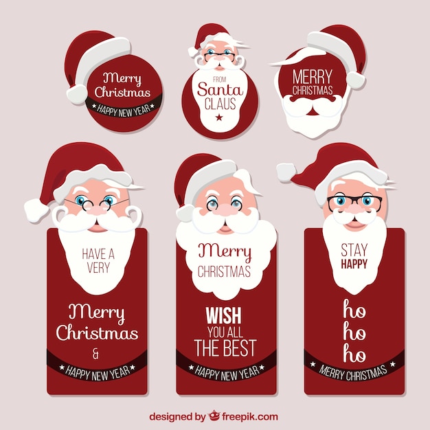 Premium Vector | Collection of santa claus labels