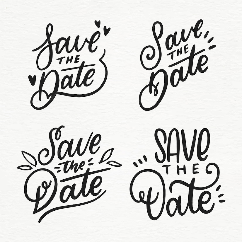 Free Vector Collection of save the date lettering