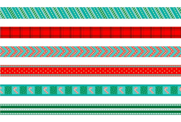 Premium Vector  Collection of seamless ribbons with christmas ornament