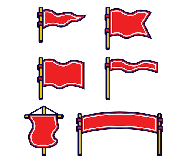 Download Collection set of bold outline blank flag vector ...