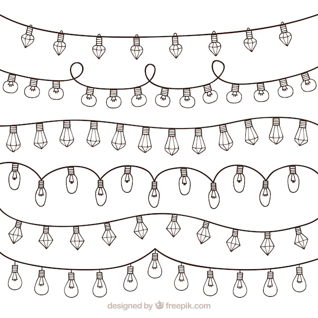 Collection of simple christmas lights Free Vector